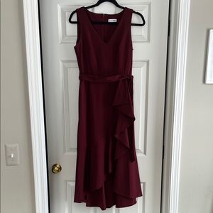Calvin Klein Asymmetrical Wine Dress